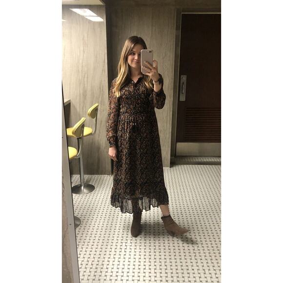 SEA NEW YORK Gerardtest Brown Paisley High Neckline Nicolette Midi Dress sz 6 - Picture 14 of 16